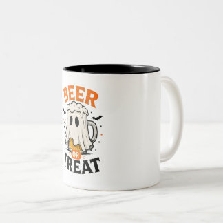 Bicolor Taza de cerámica de Halloween "Cerveza o Truco"