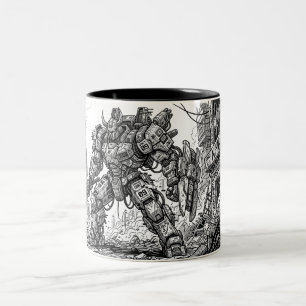 Bicolor Taza de cerámica de robot Mecha futurista