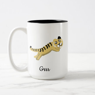 Bicolor Taza de cerámica del tigre saltarín tonto