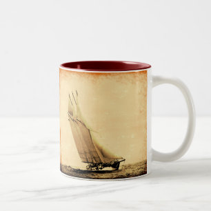 Bicolor Taza de cerámica del yate de vela vintage Atlantic