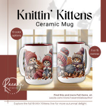 Taza de Cerámica Gatitos Adorables Tejiendo