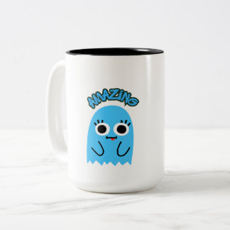 Bicolor Taza de cerámica "INCREÍBLE" Fantasma Azul Lindo