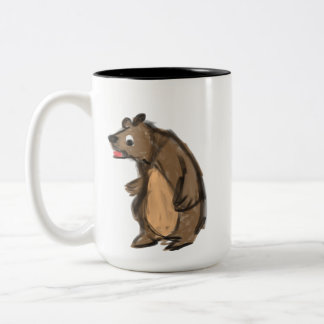 Bicolor Taza de cerámica marrón de dos tonos con oso dibuj