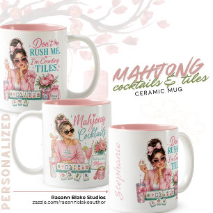 Bicolor Taza de cerámica personalizada con cócteles y fich