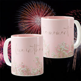 Bicolor Taza de cerámica rosa inspiradora