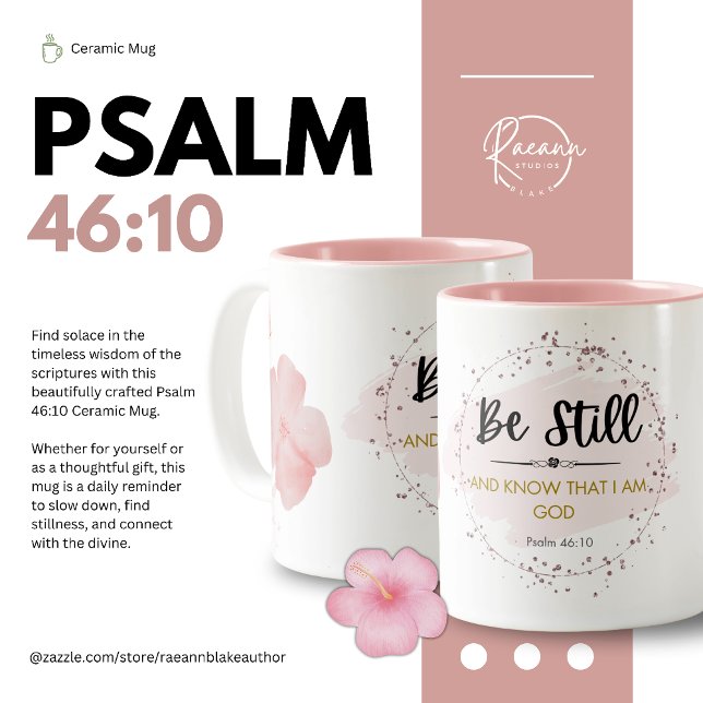 Bicolor Taza de cerámica Salmo 46:10 (Subido por el creador)