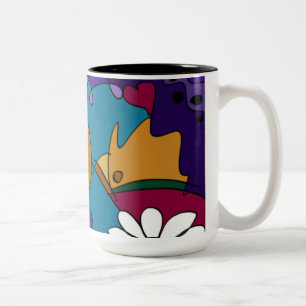 Bicolor Taza de cerámica única y divertida con arte de gar