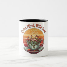 Taza de cerámica vintage de dos tonos con alma sal