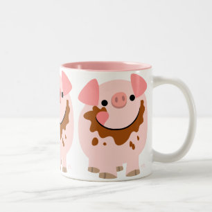 Bicolor Taza de cerdo de dibujos animados de chocolate lin