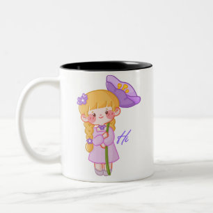 Bicolor Taza de chica Chibi Kawaii Taza de café de chica