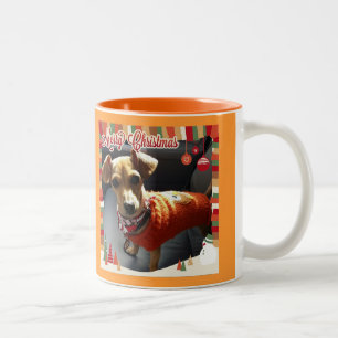 Bicolor Taza de Chiweenie de las Felices Navidad