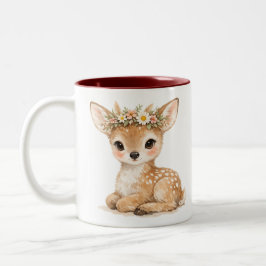 Bicolor Taza de ciervo bebé en acuarela adorable