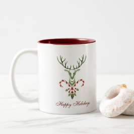 Bicolor Taza de ciervo navideño