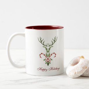 Bicolor Taza de ciervo navideño