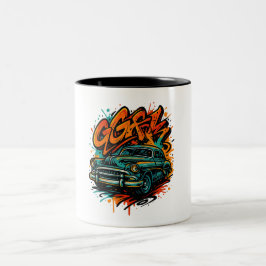 Bicolor Taza de Coche Clásico con Grafitis