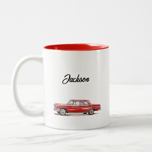 Bicolor Taza de coche rojo personalizada (Izquierda)