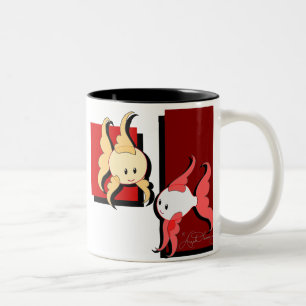Bicolor Taza de coleccionista de pez dorado y koi elegante