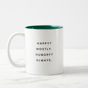 Bicolor Taza de compañero de trabajo feliz hambriento feli