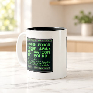Bicolor Taza de computadora retro Motivación no encontrada
