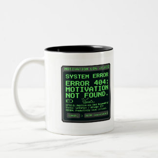 Bicolor Taza de computadora retro Motivación no encontrada