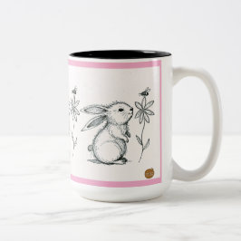 Bicolor Taza de conejo adorable