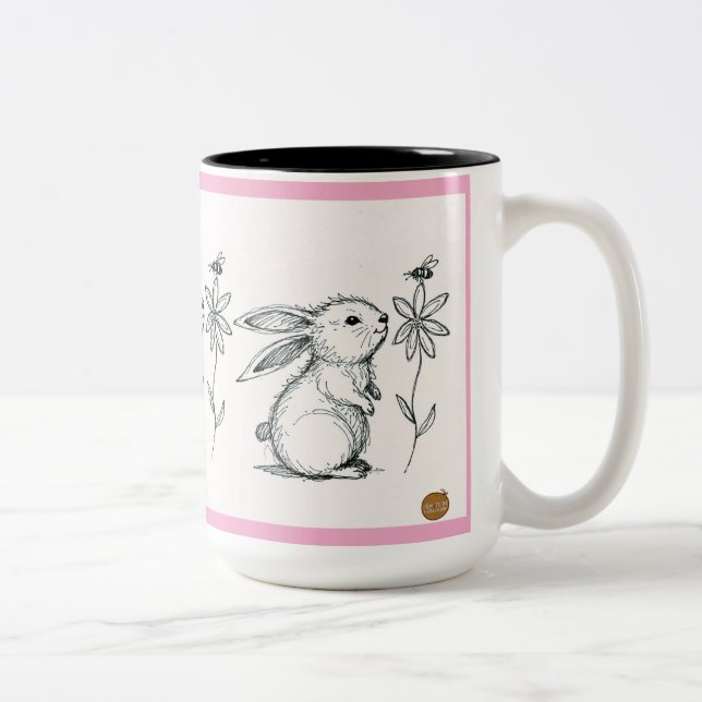 Bicolor Taza de conejo adorable (Derecha)
