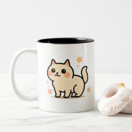Bicolor Taza de cumpleaños de gato Kawaii lindo para niños