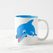 Taza de delfín de dibujos animados saltarín lindo