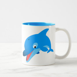 Bicolor Taza de delfín de dibujos animados saltarín lindo