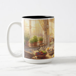 Bicolor Taza de desayuno del lobo caprichoso