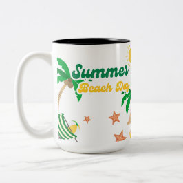 Bicolor Taza de día de verano en la playa | Café de palmer