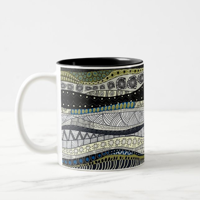 Bicolor Taza de diseño abstracto Zen Waves (Izquierda)
