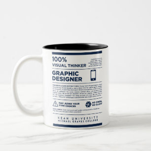 Bicolor Taza de diseño gráfico de etiqueta de cuidado Kean