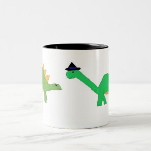 Bicolor Taza de dos dinosaurios de Halloween