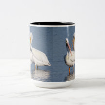 Taza de dos pelícanos blancos