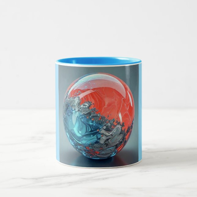 Bicolor Taza de dos tonos, 11oz (Mármol-14) (Centro)