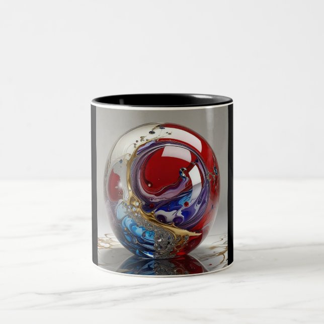 Bicolor Taza de dos tonos, 11oz (Mármol-3) (Centro)