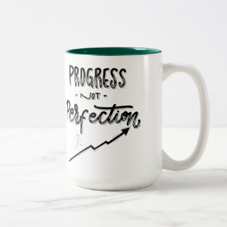 Bicolor Taza de dos tonos, 15 oz Progreso No Perfección |