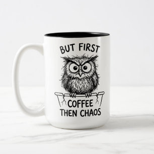 Bicolor Taza de dos tonos Búho gruñón cita divertida Amant