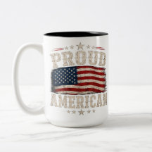 Taza de dos tonos con bandera estadounidense orgul
