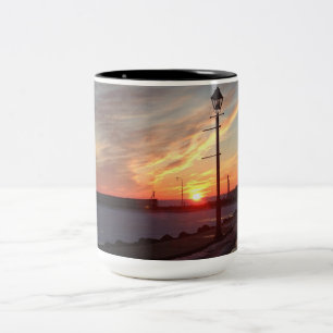 Bicolor Taza de dos tonos con impresionante foto de puesta