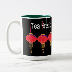 Bicolor Taza de dos tonos con texto de descanso para té y 