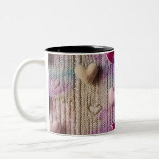 Bicolor Taza de dos tonos con textura de punto pastel acog