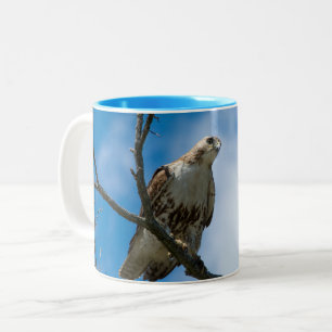 Bicolor Taza de dos tonos de 11 oz Hawk on the Hunt Blue