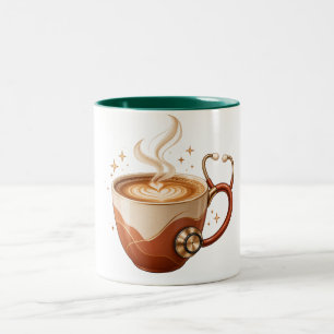Bicolor Taza de dos tonos de estetoscopio de café acogedor