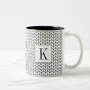 Bicolor Taza de dos tonos de punto de línea NEGRA + Inicia