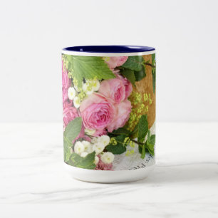 Bicolor Taza de dos tonos de rosas francesas rosadas
