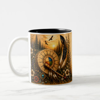 Bicolor Taza de dos tonos del Tambor del Patrimonio Indíge