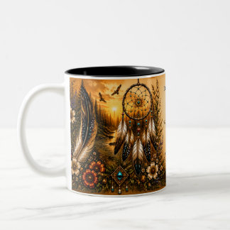 Bicolor Taza de dos tonos Indigenous Heritage Dream Catche
