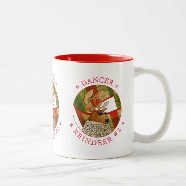Bicolor Taza de dos tonos roja DANCER REINDEER (Derecha)